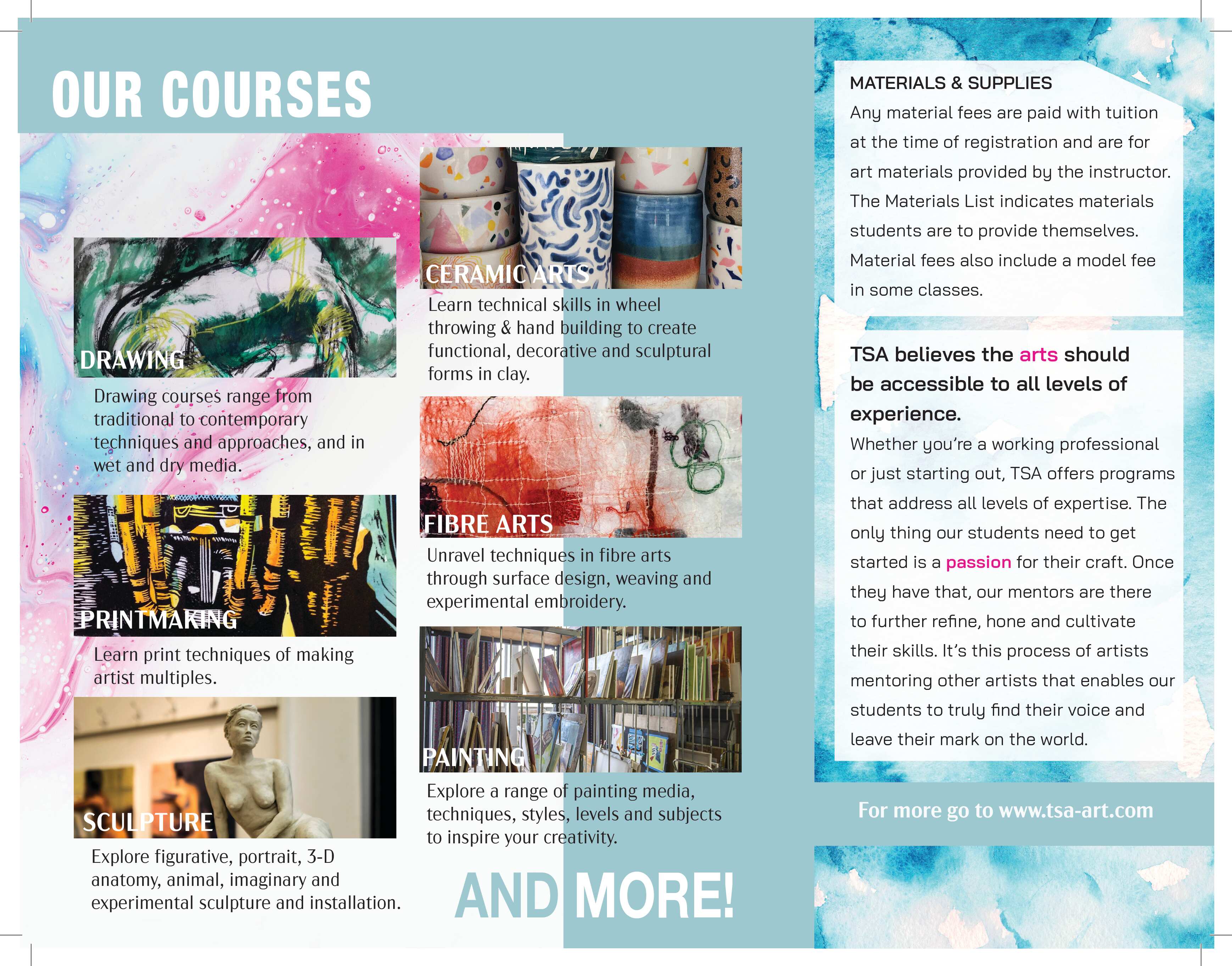 Toronto School of Art brochure back design