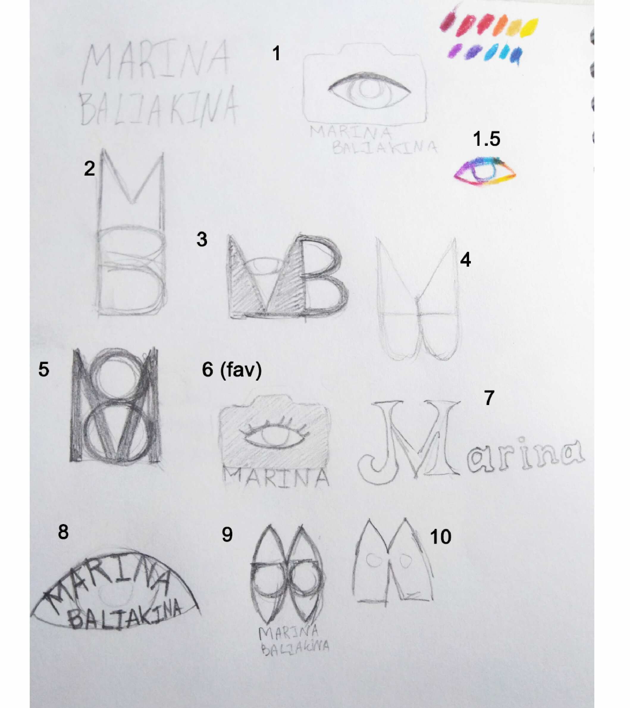 Sketches for Marina personal logo