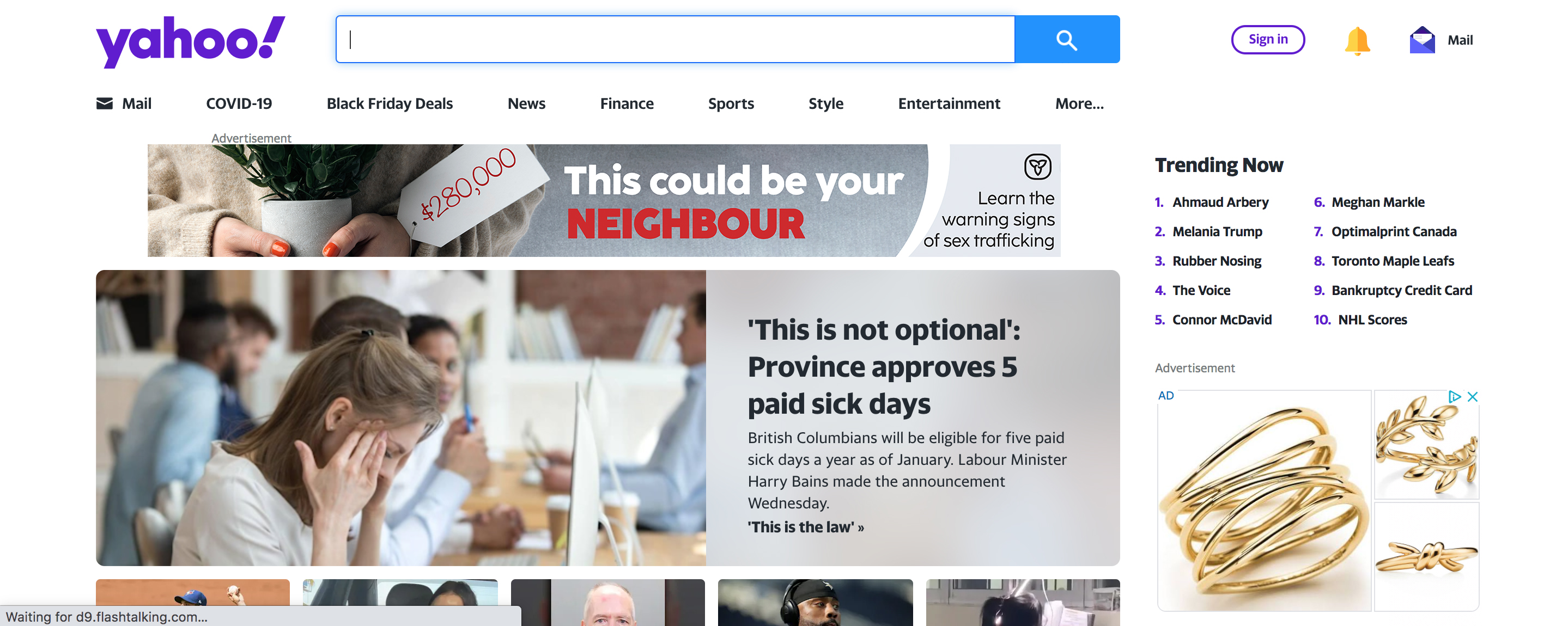 Website ad mockup for sex trafficking awareness PSA